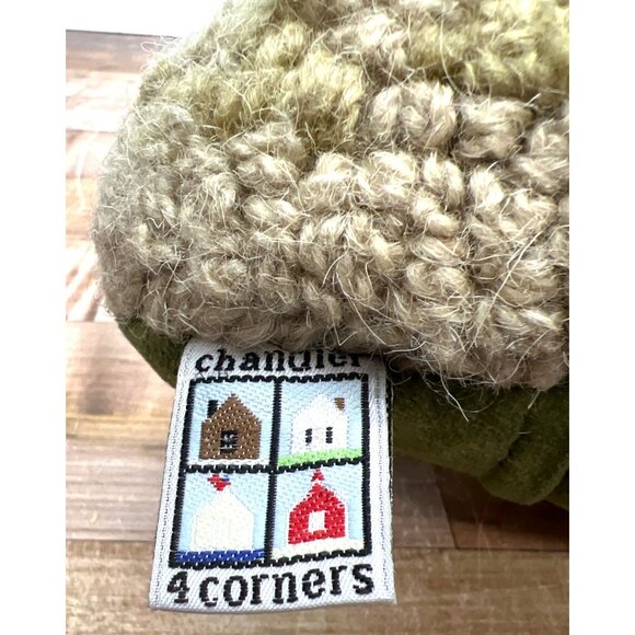 Chandler 4 Corner Wool Hooked Lumbar Pillow With Evergreen Tree Design Handmade - Picture 6 of 7